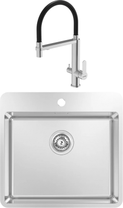 Комплект Мойка кухонная Kantera Lucia LUR130T(Ledge) diamond + Смеситель Crystal 44731 brush