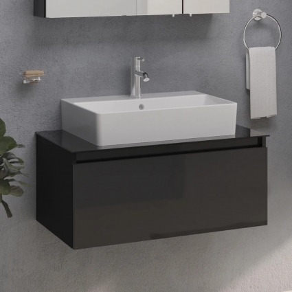 Тумба с раковиной VitrA Nuo 80 подвесная, глянцевый антрацит
