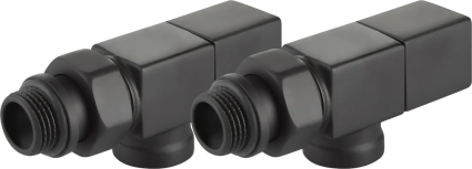 Комплект запорных вентилей Royal Thermo Cube 1/2" М30х1,5 осевые, черный