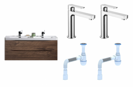 Комплект: Тумба с раковиной BelBagno Ancona-N 120 rovere more + Смеситель Lemark plus Grace LM1537C хром + Сифон АниПласт