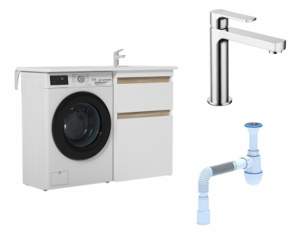 Комплект: Тумба с раковиной Am.Pm X-Joy 60 R + Смеситель Lemark plus Grace LM1537C Хром + Сифон АниПласт