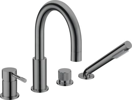 Смеситель на борт ванны Boheme Uno 460-SGM shine gun metal