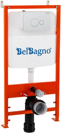 Инсталляция BelBagno BB026/BB082BL с кнопкой смыва белой глянцевой