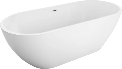 Акриловая ванна BelBagno Uno BB701 150x75 см, отдельностоящая, овальная, с ножками, со сливом-переливом, с донным клапаном