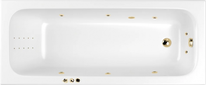 Акриловая ванна WHITECROSS Vibe 0105.180075.100.SMARTNANO.GL 180x75 см, с гидромассажем, с каркасом, со сливом-переливом, с донным клапаном, фурнитура золото