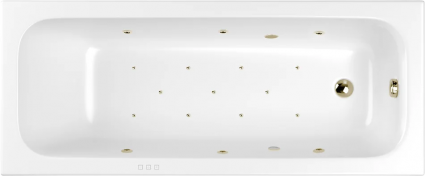 Акриловая ванна WHITECROSS Vibe 0105.180075.100.RELAX.BR 180x75 см, с гидромассажем, с каркасом, со сливом-переливом, с донным клапаном, фурнитура бронза