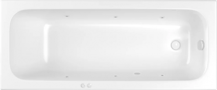 Акриловая ванна WHITECROSS Vibe 0105.170070.100.SOFT.WH 170x70 см, с гидромассажем, с каркасом, со сливом-переливом, с донным клапаном