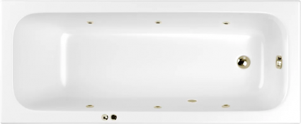 Акриловая ванна WHITECROSS Vibe 0105.170070.100.SOFT.BR 170x70 см, с гидромассажем, с каркасом, со сливом-переливом, с донным клапаном, фурнитура бронза
