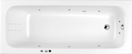 Акриловая ванна WHITECROSS Vibe 0105.170070.100.SMARTNANO.CR 170x70 см, с гидромассажем, с каркасом, со сливом-переливом, с донным клапаном