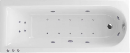 Акриловая ванна Excellent Aurum Lux WAEX.AUR15.LUX.CR 150x70 см, с гидромассажем, с каркасом, со сливом-переливом