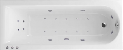 Акриловая ванна Excellent Aurum Slim Lux WAEX.AUR18S.LUX.CR 180x80 см, с гидромассажем, с каркасом, со сливом-переливом