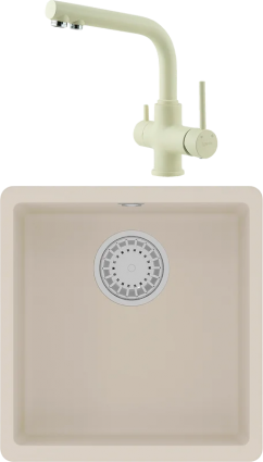 Комплект Мойка кухонная Lemark Sinara 400-U 9910066 шампань + Смеситель Comfort LM3061PSH шампань