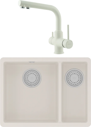 Комплект Мойка кухонная Lemark Sinara 550.2-U 9910082 жасмин + Смеситель Comfort LM3061PJS жасмин