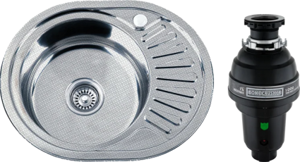 Комплект Мойка кухонная РМС MD8 MD8-7750OVL L + Измельчитель Bone Crusher BC 1000-AS