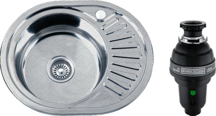 Комплект Мойка кухонная РМС MD6 MD6-5745OVL L + Измельчитель Bone Crusher BC 1000-AS