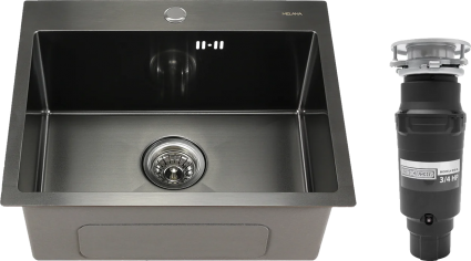 Комплект Мойка кухонная Melana D5343HB графит + Измельчитель Bone Crusher BC 910-SL-Slim Line