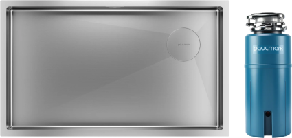 Комплект Мойка кухонная Paulmark Next-Skew PM887444-BS брашированная сталь + Измельчитель Intenso