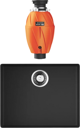 Комплект Мойка кухонная Omoikiri Bosen 54-U-BL черная + Измельчитель Nagare 1000