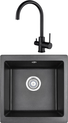 Комплект Мойка кухонная Granula 4451, черный + Смеситель Kaiser Merkur 26744-9 черный