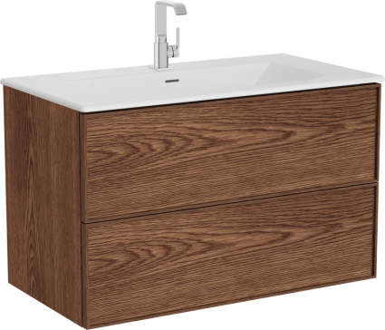 Тумба с раковиной VitrA Metropole Edge 100 с подсветкой, ореховое дерево