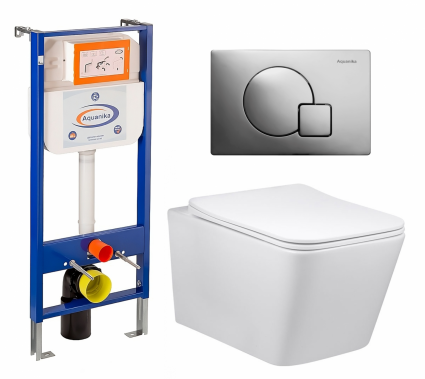 Комплект 3 в 1 инсталляция Enio Aquanika + Унитаз Vincea Q-Line VT1-12 + кнопка хром