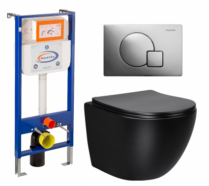 Комплект 3 в 1 инсталляция Enio Aquanika + Унитаз Vincea Globo VT1-14SMB + кнопка хром