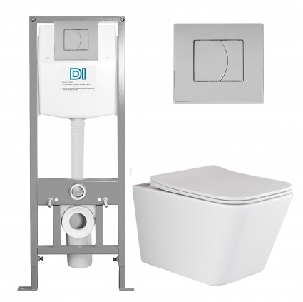 Комплект 3 в 1 инсталляция DI + Подвесной унитаз Ceramica Nova Metric CN3007 с кнопкой хром 