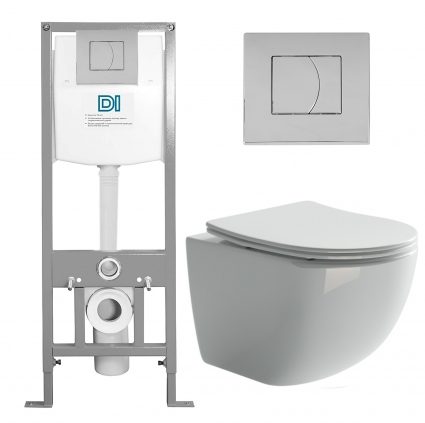 Комплект 3 в 1 инсталляция DI + Подвесной унитаз Ceramica Nova Forma CN3009 с кнопкой хром 
