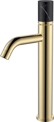 Смеситель для раковины Boheme Stick 122-G-MR-B золотой, черный мрамор