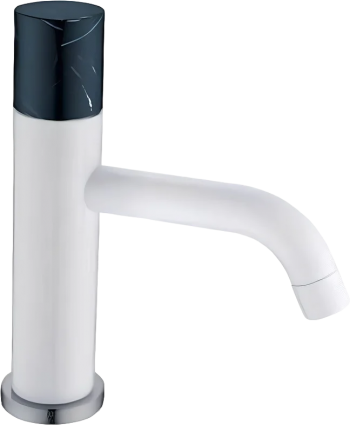 Смеситель для раковины Boheme Stick 121-W-MR-B белый, черный мрамор