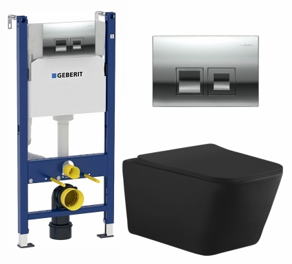 Комплект 3 в 1 инсталляция Geberit Duofix + Унитаз подвесной Aquanet Tavr-W BW 287011 + кнопка хром