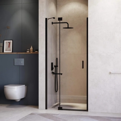 Душевая дверь в нишу RGW Hotel HO-014-B 1300х2000 профиль черный, стекло прозрачное
