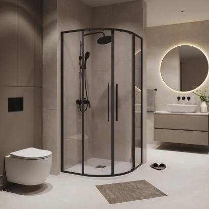 Душевой уголок Niagara Nova NG-6826-34BLACK 90x90, профиль черный матовый, стекло прозрачное