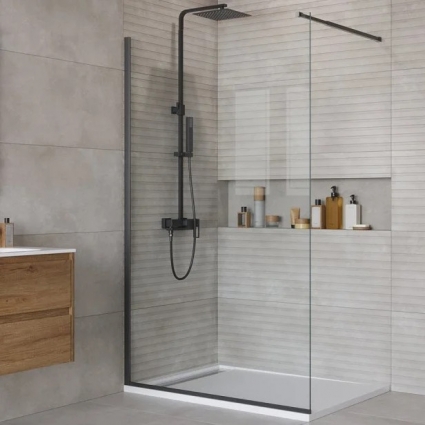 Душевая перегородка BelBagno Kraft 120 см, профиль матовый черный