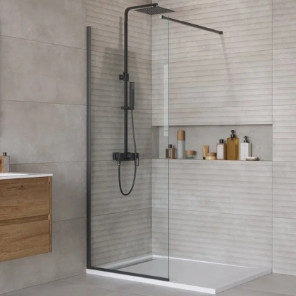 Душевая перегородка BelBagno Kraft 80 см, профиль матовый черный