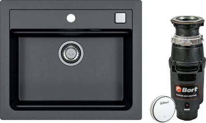 Комплект Мойка кухонная Alveus Atrox Granital 30 carbon + Измельчитель Bort Master Eco Control