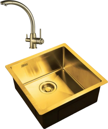 Комплект Мойка кухонная Zorg Light ZL R 440440 BRONZE + Смеситель Steel Hummer SH 699 BRONZE бронза