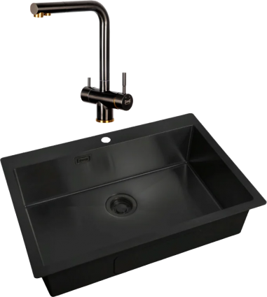Комплект Мойка кухонная Zorg Light ZL R 750510 GRAFIT + Смеситель Inox SZR-7039 BR/GRAFIT бронза графит