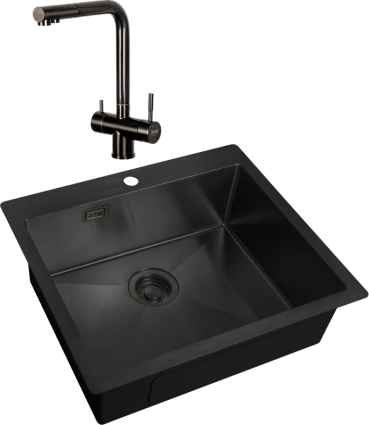 Комплект Мойка кухонная Zorg Light ZL R 590510 GRAFIT + Смеситель Inox SZR-7039 GRAFIT графит