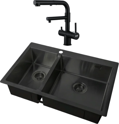 Комплект Мойка кухонная Zorg Light ZL R 780-2-510-R GRAFIT + Смеситель Sanitary SZR-3216 Grafit графит