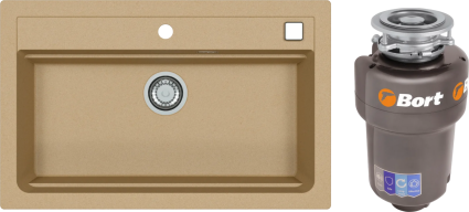 Комплект Мойка кухонная Alveus Atrox Granital 40 beige + Измельчитель Bort Titan 5000