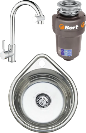 Комплект Мойка кухонная Seaman Eco Wien SWT-3945 + Смеситель Barcelone SSL-5226 water polish + Измельчитель Bort Titan 5000 Control
