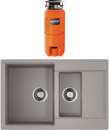 Комплект Мойка кухонная Omoikiri Daisen 78-2T-GR leningrad grey + Измельчитель Nagare slim 1250