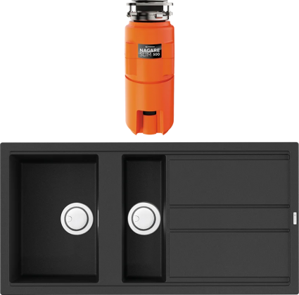 Комплект Мойка кухонная Omoikiri Kitagawa 100-2-GB графит + Измельчитель Nagare slim 500