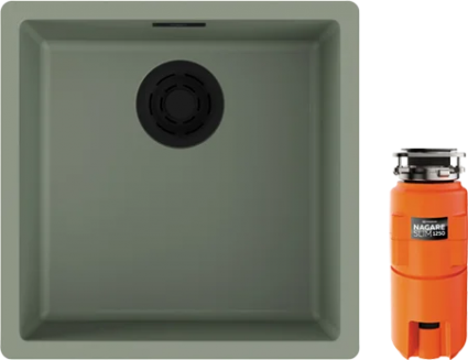 Комплект Мойка кухонная Omoikiri Yamakawa 45-Integra-WG wind green + Измельчитель Nagare slim 1250