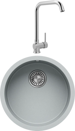 Комплект Мойка кухонная Tolero Classic R-104 платина + Смеситель MEGA Didim MG-CM107 хром