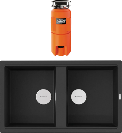 Комплект Мойка кухонная Omoikiri Kitagawa 86-2-GB графит + Измельчитель Nagare slim 1250