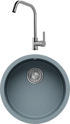 Комплект Мойка кухонная Tolero Classic R-104 грей + Смеситель MEGA City MG- ZRV104 хром