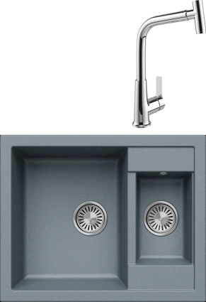 Комплект Мойка кухонная Tolero Classic R-109 грей + Смеситель MEGA Life MG-TK09 хром