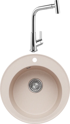 Комплект Мойка кухонная Tolero Classic R-108 саванна + Смеситель MEGA Life MG-TK09 хром